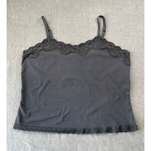 Avenue Lace Trim Cami Tank Top Womens XL Black Y2K Goth Grunge Whimsygoth